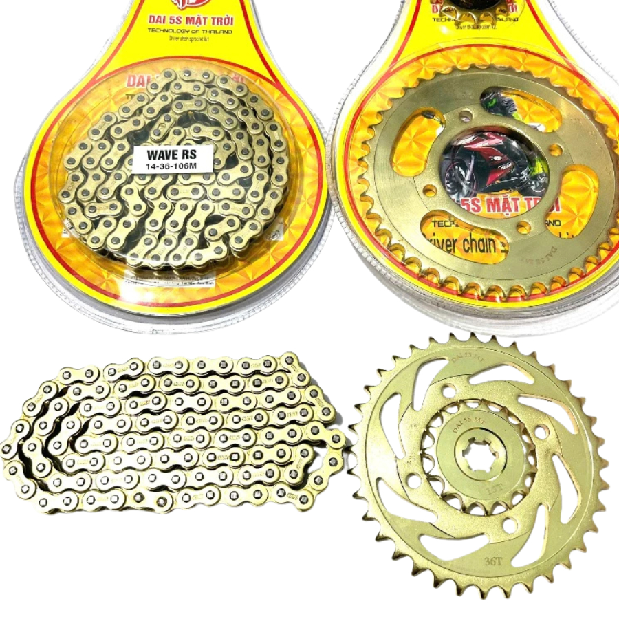 Nhông Sên Dĩa 5S Full Vàng 10 Ly | Gắn Dream – Wave – Sirius – Wave S110 – RS – RSX – SI FI – Exciter 135/150 – Winner