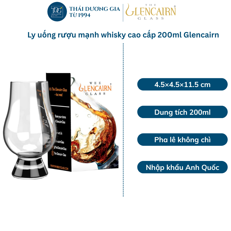 Ly rượu mạnh, thử rượu whisky Glencairn pha lê không chì Anh Quốc 200ml các loại - Thái Dương Gia