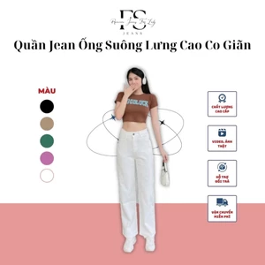 Quần Jean Nữ Ống Suông Rộng Lưng Cao Co Giãn 4 Chiều Cao Cấp FS586, VNXK Vải Mềm, Dày Mịn