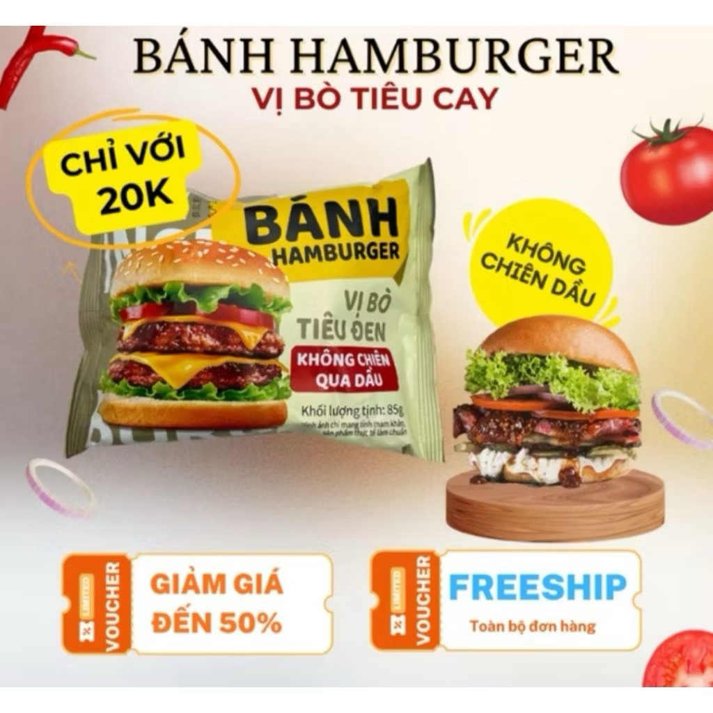 {Chính hãng} (GIÁ SỈ )combo 3 bánh mì hamburger vị gà,vị bò, vị heo cay ăn vặt ngon tuyệt vời
