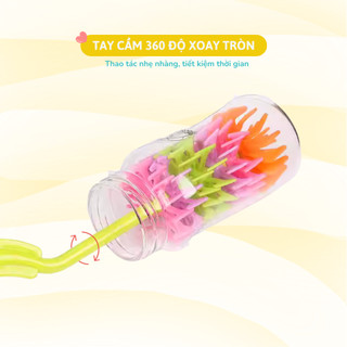Cọ Rửa Bình Sữa Coniu, Tay Cầm Xoay 360 Độ, Chất Liệu Silicone Cao Cấp