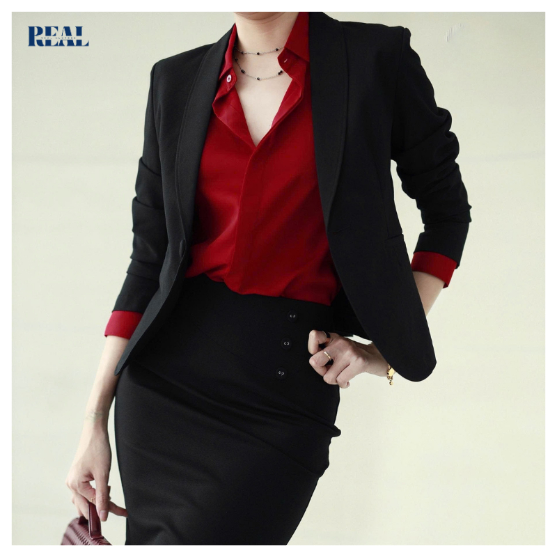 Blazer công sở dáng ngắn tay dài cơ bản REAL CLOTHES (tổng hợp màu), ít nhăn, dễ phối đồ