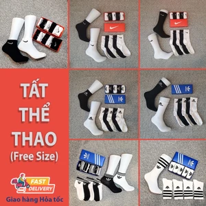 Hộp 5 đôi Tất thể thao nam nữ Với chất lượng cao từ sợi Cotton xuất dư trắng sáng dày dặn