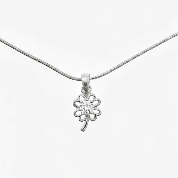 Mặt dây chuyền bạc 925 Luna Jewelry Cỏ 4 lá đính đá