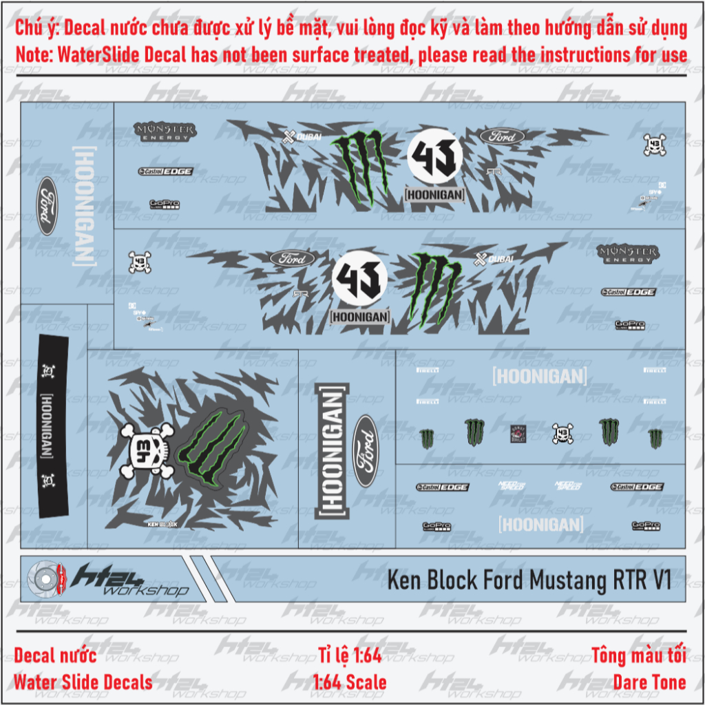 HT24workshop - Decal nước Ken Block Ford Mustang RTR V1 cho xe mô hình ...