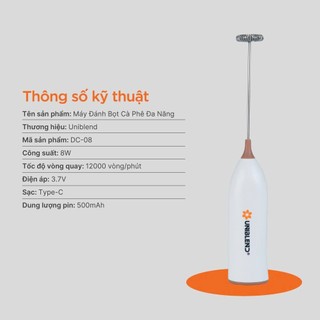 Máy Tạo Bọt Sữa, Đánh Bọt Cà Phê Uniblend DC-08 Chính Hãng – Tạo Bọt Mịn, Thưởng Thức Đậm Đà