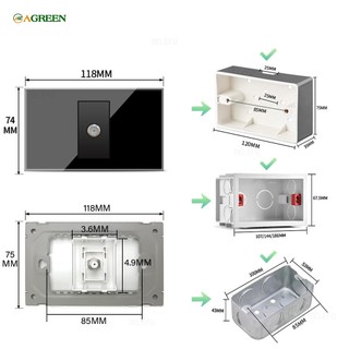 Bộ Ổ Cắm Âm Tường Kèm Công Tắc Cao Cấp AGREEN – Mặt Kính Cường Lực | An Toàn – Bền Bỉ – Thẩm Mỹ Cao