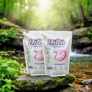 Combo 4 Túi Nước Giặt Xả Hisen 2kg – Thơm Lâu, Sạch Mềm, Giặt Tay & Máy – Hương Ngàn Hoa