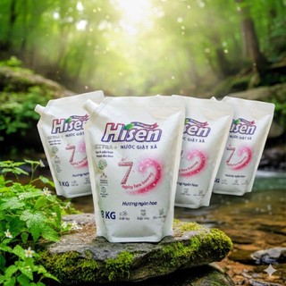 Combo 4 Túi Nước Giặt Xả Hisen 2kg – Thơm Lâu, Sạch Mềm, Giặt Tay & Máy – Hương Ngàn Hoa
