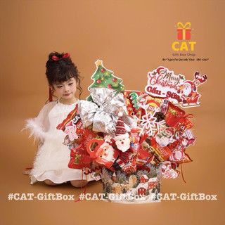 Set quà Giáng Sinh  – Giỏ quà Noel bánh kẹo trang trí Santa - hộp quà tặng bé - quà tặng giáng sinh - lẵng bánh kẹo noel