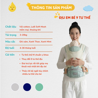 Địu  Sơ Sinh Coniu, Đa Năng Có 9 Tư Thế Chống Gù Cho Bé Từ 0-3 Tuổi Tư Thế Gọn Nhẹ Bề Mặt Vải Thoáng Khí Mềm Mại