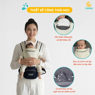 Địu  Sơ Sinh Coniu, Đa Năng Có 9 Tư Thế Chống Gù Cho Bé Từ 0-3 Tuổi Tư Thế Gọn Nhẹ Bề Mặt Vải Thoáng Khí Mềm Mại