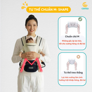 Địu  Sơ Sinh Coniu, Đa Năng Có 9 Tư Thế Chống Gù Cho Bé Từ 0-3 Tuổi Tư Thế Gọn Nhẹ Bề Mặt Vải Thoáng Khí Mềm Mại