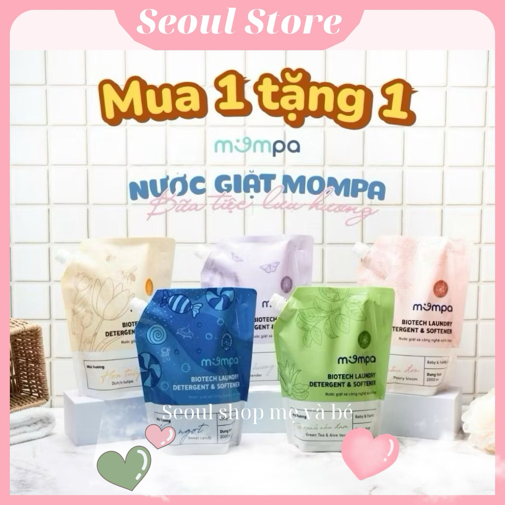 Nước Giặt Mompa Biotech – Dịu Nhẹ Cho Da Bé – 5 Mùi Hương Cao Cấp – Sạch Sâu & Thơm Lâu – Túi 2000ml