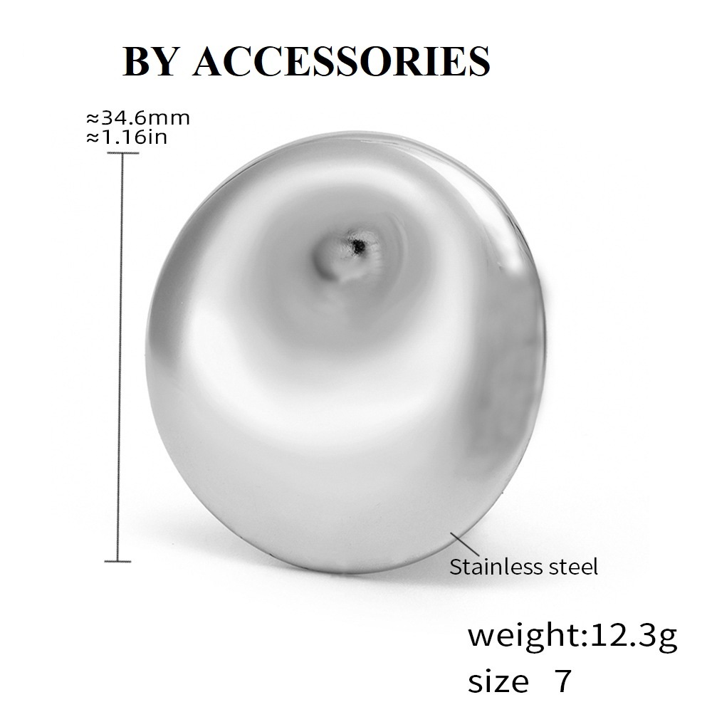 Nhẫn nữ titan mặt bản tròn lớn xoáy giữa phong cácg mới lạ mạ vàng 18K không gỉ WR2512 BY ACCESSORIES