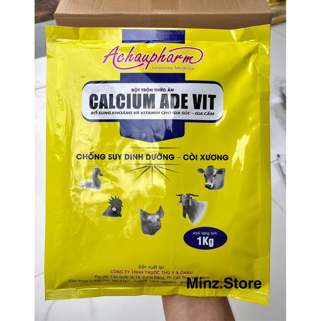 CALCIUM ADE.VIT (Á Châu) cung cấp Vitamin và Canxi chống suy dinh dưỡng, còi xương gia súc gia cầm (1Kg)
