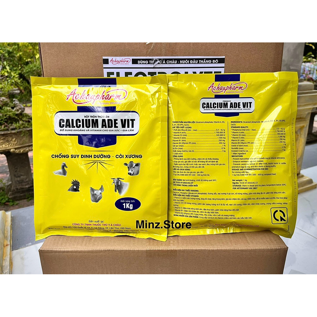 CALCIUM ADE.VIT (Á Châu) cung cấp Vitamin và Canxi chống suy dinh dưỡng, còi xương gia súc gia cầm (1Kg)