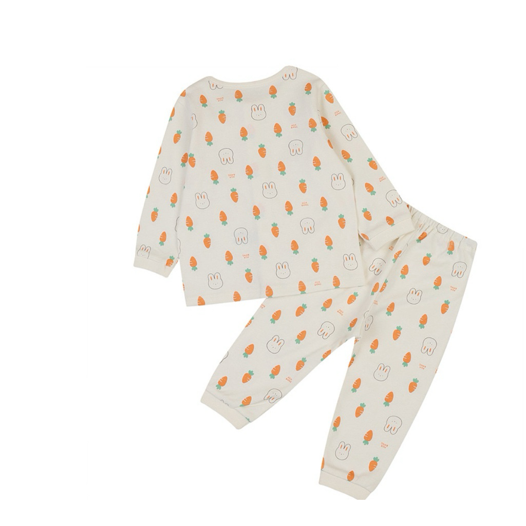 VNXK set agabang dài tay hoạ tiết Thỏ cà rốt xinh cho bé iu cúc trắng agabang [80,110,120]