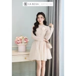 La Rosa Đầm Ren Dáng Xòe Tiểu Thư Thiết Kế Đầm Cổ Tròn, Dài Tay Ôm Eo Đính Hoa 3D Nổi Bật V1437 — ảnh 4