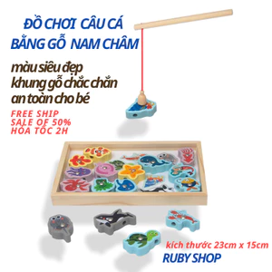 Đồ Chơi Câu Cá Gỗ Nam Châm 2in1 Phát Triển Trí Tuệ Cho Bé - Đồ Chơi Giáo Dục An Toàn Cho Trẻ Em