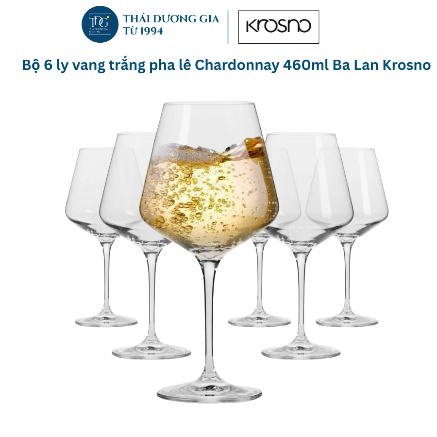Bộ 6 Ly rượu vang Trắng Pha lê Không Chì Krosno NHIỀU SIZE, Ly uống rượu vang | Thái Dương Gia
