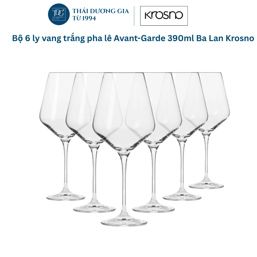Bộ 6 Ly vang Trắng pha lê Avant-Garde 390ml Ba Lan Krosno, Ly vang cao cấp -790978 I Thái Dương Gia