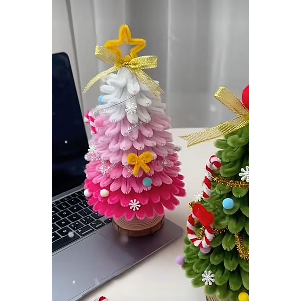 ( Tặng đèn led ) SET NGUYÊN LIỆU Cây Thông 🌲 Noel Mix Màu Quà Tặng Xinh Xắn