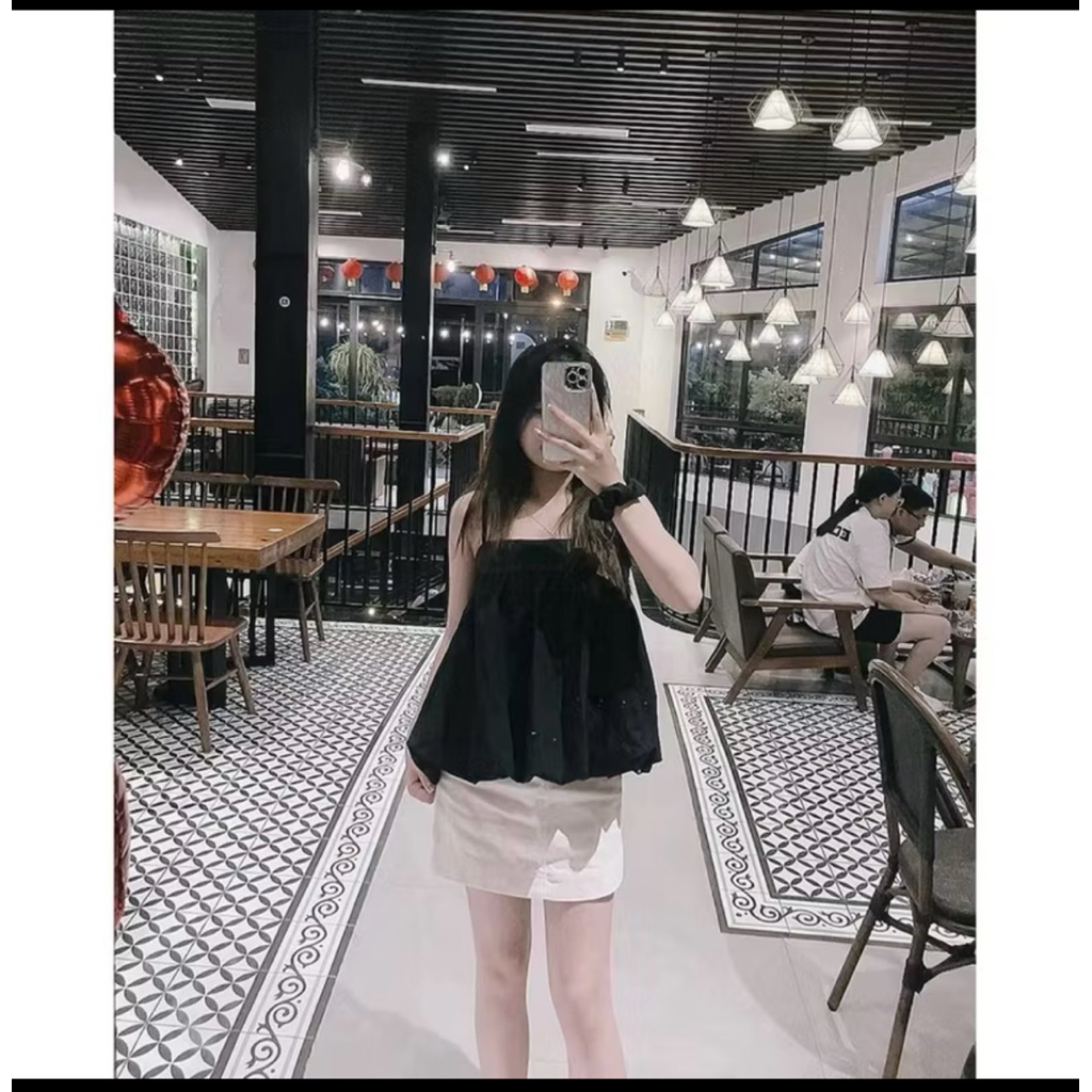 Áo bí 2 dây dáng rộng dể thương( sản phẩm tặng cột tóc) Xinh Xinh store