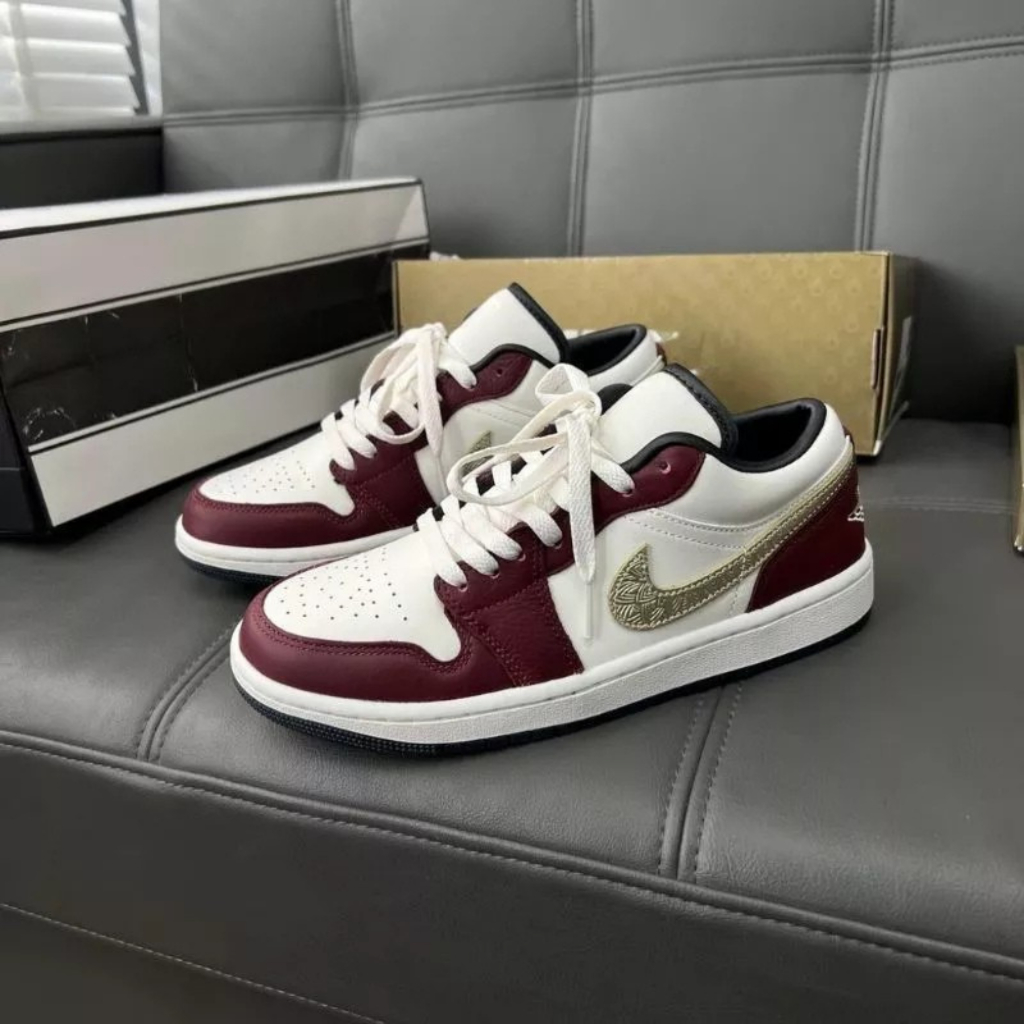 Giày Sneaker Nam Nữ, Giày Thể Thao Cổ Thấp Đỏ Vệt Vàng