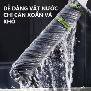 OOKAS Cây Lau Nhà Vắt Tay Trợ Lực Chất,Liệu Inox Bông Lau Sợi Siêu Nhẹ Thấm Hút
