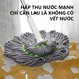 OOKAS Cây Lau Nhà Vắt Tay Trợ Lực Chất,Liệu Inox Bông Lau Sợi Siêu Nhẹ Thấm Hút