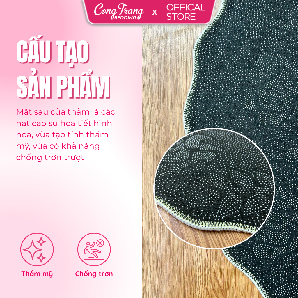 Thảm Trải Sàn Bali CongTrang Bedding Nhiều Mẫu Trang Trí Phòng Khách, Phòng Ngủ Sang Trọng - Đế Cao Su Chống Trượt