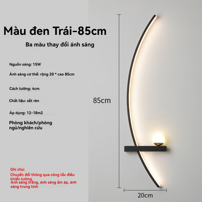 Đèn Tường LED Cong Hiện Đại 3 Màu Ánh Sáng Đèn Tường Phòng Khách Phòng Ngủ Đẹp