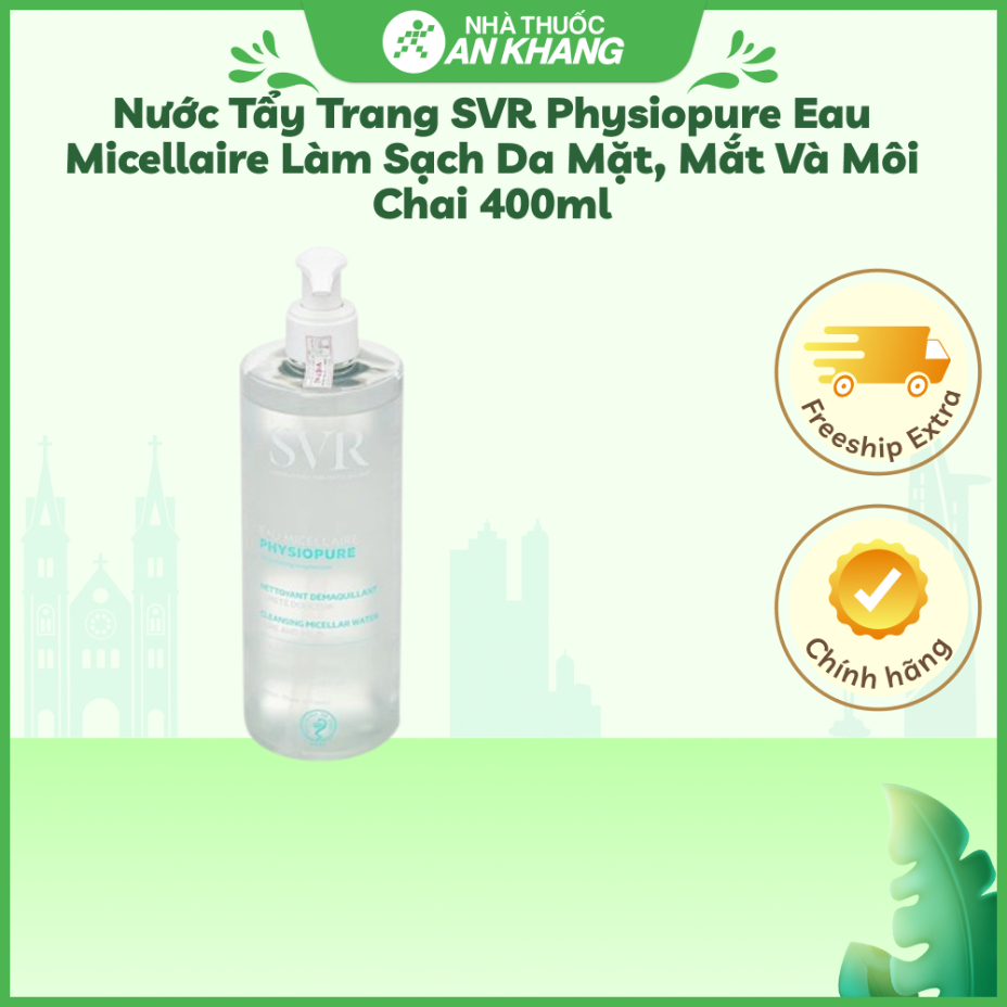 Nước Tẩy Trang Giúp Làm Sạch Da Dùng Được Cho Mắt Và Môi Dành Cho Da Nhạy Cảm SVR Physiopure Eau Micellaire 400ml