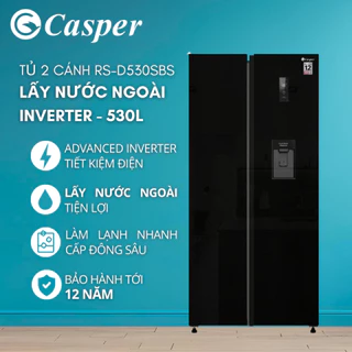 [CHỈ GIAO MIỀN BẮC/ NAM] Tủ lạnh Side by Side Casper Inverter 530L RS-D530SBS - Làm lạnh nhanh, cấp đông sâu