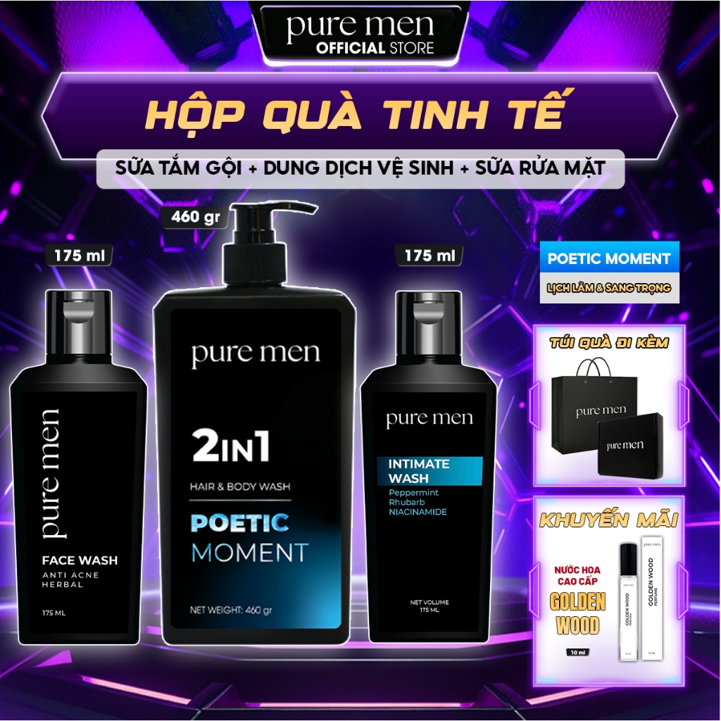 Hộp Quà Tinh Tế Pure Men - Set Bộ Combo Tặng Bạn Trai - Sữa Tắm Gội ...