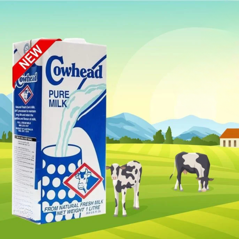 Sữa Tươi Nguyên Kem Cowhead Úc 1L, Thơm Ngon Bổ Dưỡng Tạo Bọt Mịn, Nguyên Liệu Pha Cafe Chuẩn Vị