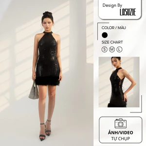 Váy Thiết Kế GLITZ BODYCON Design By Lasuzie Đầm Đen Dự Tiệc Cổ Yếm Ôm Body Phối Lông Sang Trọng