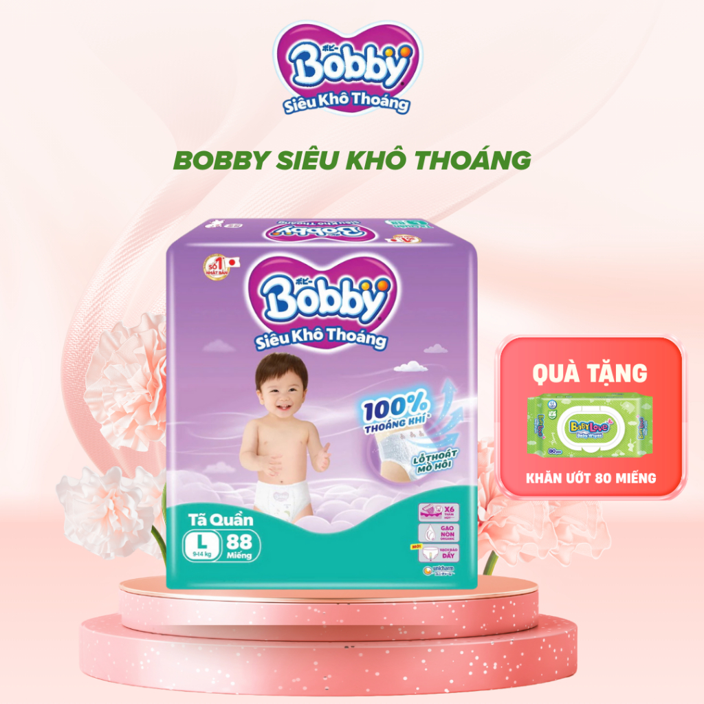 Tã bỉm QUẦN Bobby Siêu khô Thoáng đủ size M96/ L88/ XL76/ XXL70 100% thoáng khí giá tốt