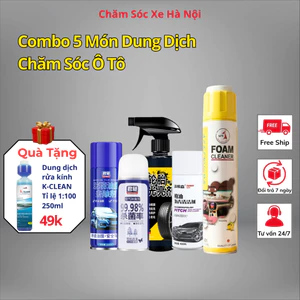 Combo 5 Món Chăm Sóc Ô Tô Chính Hãng – Vệ Sinh + Làm Bóng + Khử Mùi + Dưỡng Bề Mặt – Tặng Dung Dịch Rửa Kính K-Clean