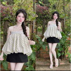 Áo bí 2 dây dáng rộng dể thương( sản phẩm tặng cột tóc) Xinh Xinh store