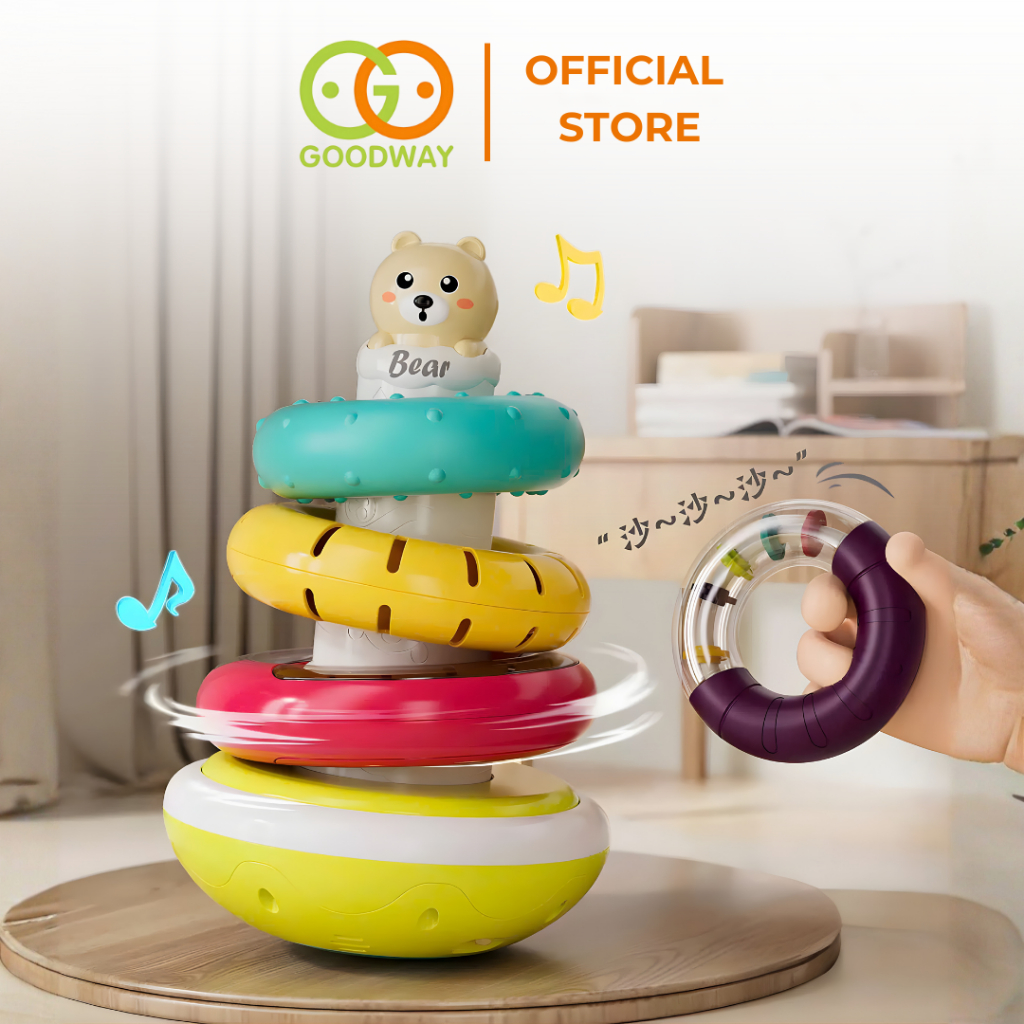 Đồ Chơi Tháp Xếp Chồng Montessori Cho Bé Goodway Stacking Rings Đồ Chơi Âm Thanh Cho Bé Sơ Sinh