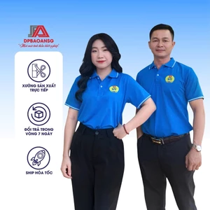 Áo Thun Công Đoàn Việt Nam Nam Nữ Màu Xanh Vải Poly Thái Mềm Thoáng – Cổ Trụ Tay Ngắn Thanh Lịch