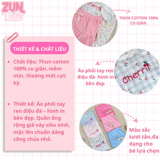 Bộ Quần Áo Bé Gái AZD544 – Set Thun In Chữ Cherry Dễ Thương