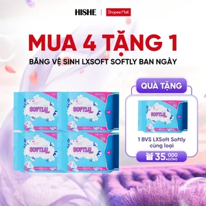 Combo 4 gói Băng vệ sinh Lxsoft Softly siêu mỏng, mặt bông lượn sóng, không mùi, không kích ứng