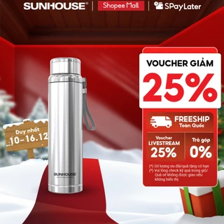 Bình giữ nhiệt Flexi 720 ml Sunhouse KS-TU720 - Inox 304 - Giữ nóng & lạnh tới 6h - Quai xách mềm tiện lợi