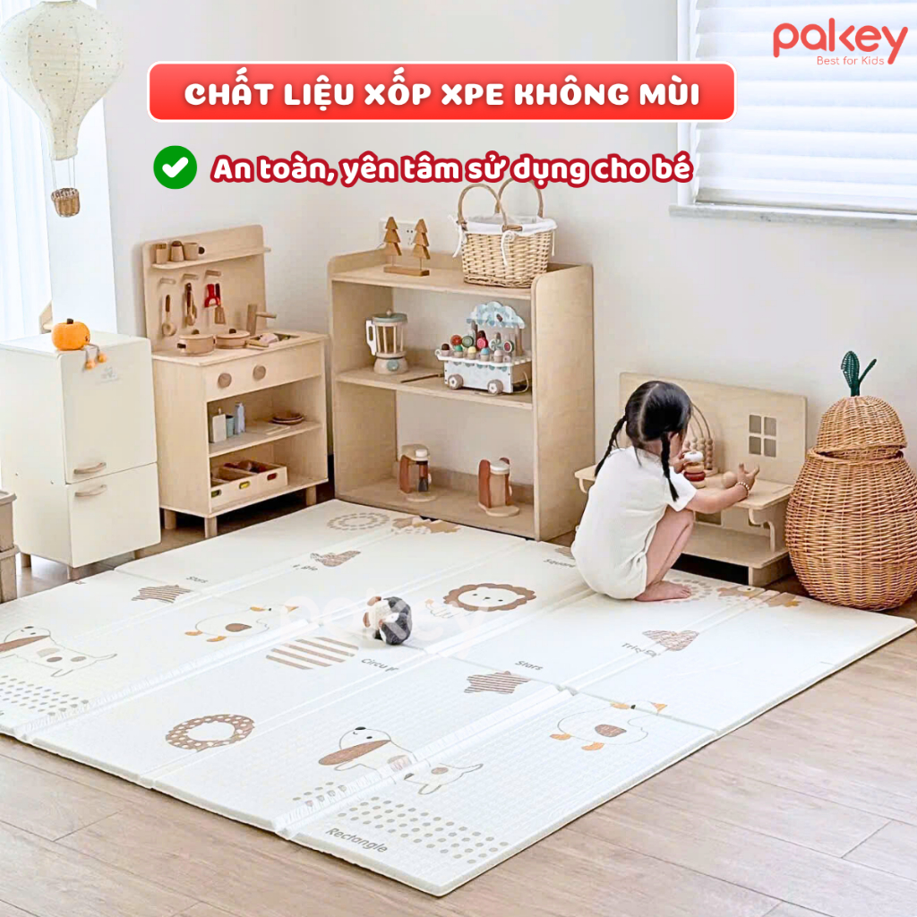 [new] Thảm Xốp Gấp Gọn Cho Bé Dày 1.5CM, Thảm Gập Gọn XPE Êm Ái Chống Thấm Nước, Chống Trơn Trượt An Toàn Cho Bé