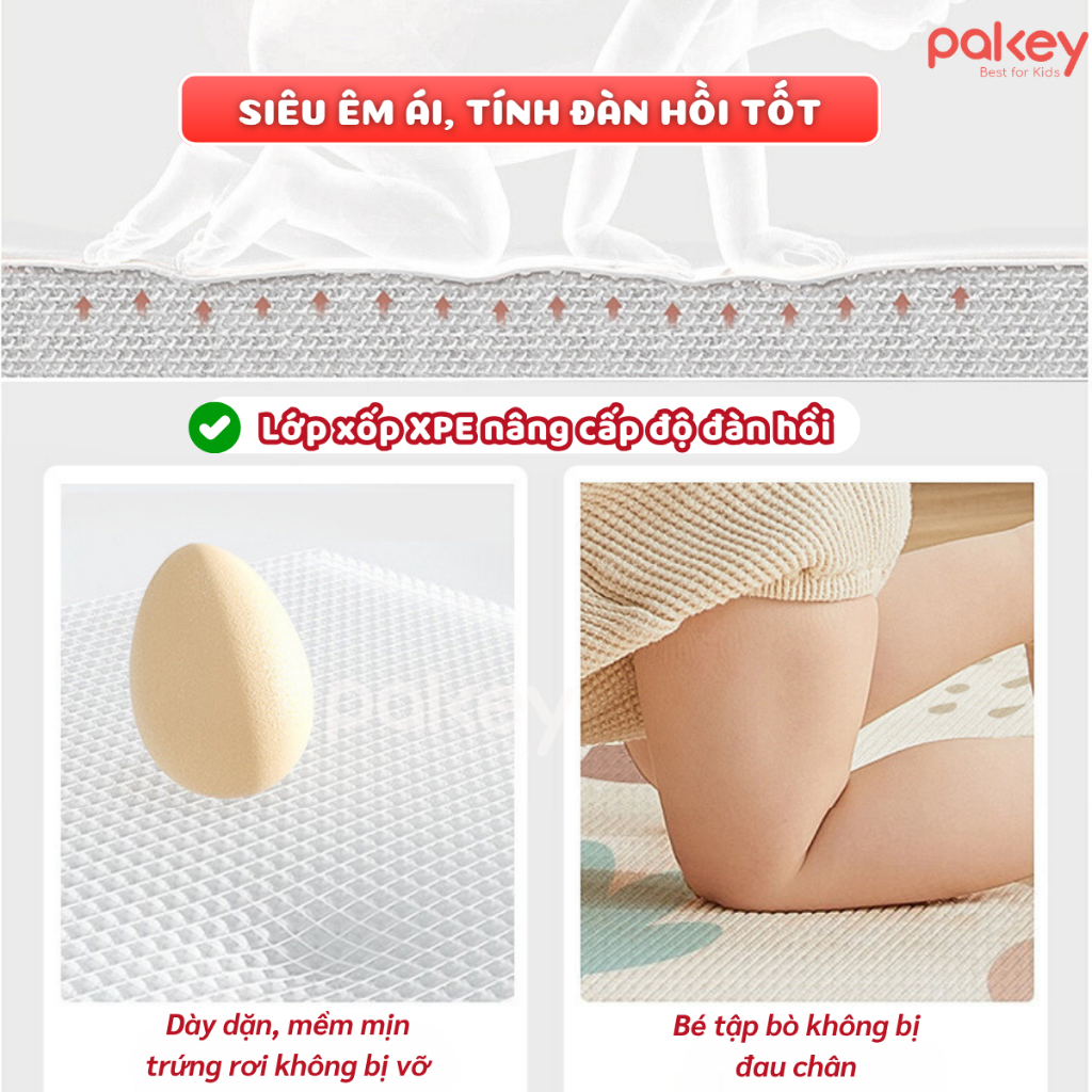 [new] Thảm Xốp Gấp Gọn Cho Bé Dày 1.5CM, Thảm Gập Gọn XPE Êm Ái Chống Thấm Nước, Chống Trơn Trượt An Toàn Cho Bé