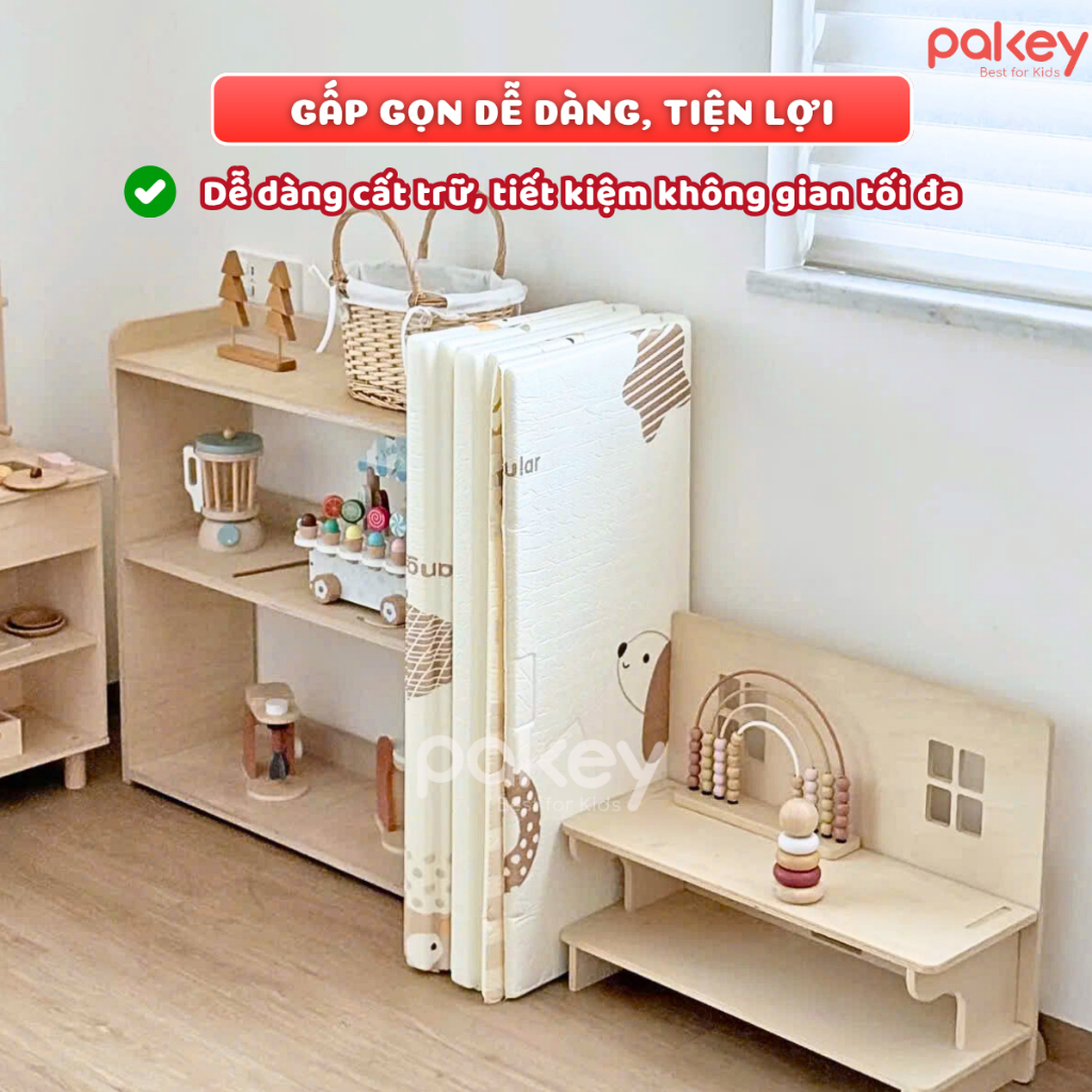 [new] Thảm Xốp Gấp Gọn Cho Bé Dày 1.5CM, Thảm Gập Gọn XPE Êm Ái Chống Thấm Nước, Chống Trơn Trượt An Toàn Cho Bé