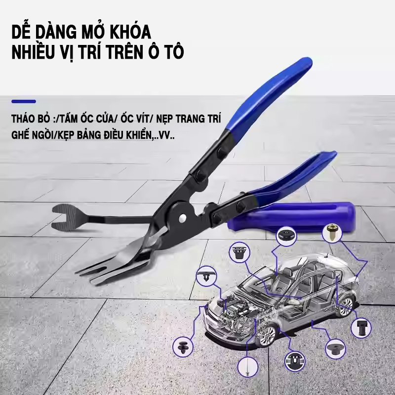 Kìm mở khoá đèn ô tô, xe máy, dụng cụ tháo nẹp, ốc, vít trên ô tô, chất liệu hợp kim chắc chắn NT31